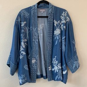 Johnny Was denim embroidered Kimono